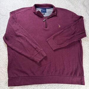 U.S. Polo Assn. Men's Burgundy Quarter-Zip Sweater Size 3XL